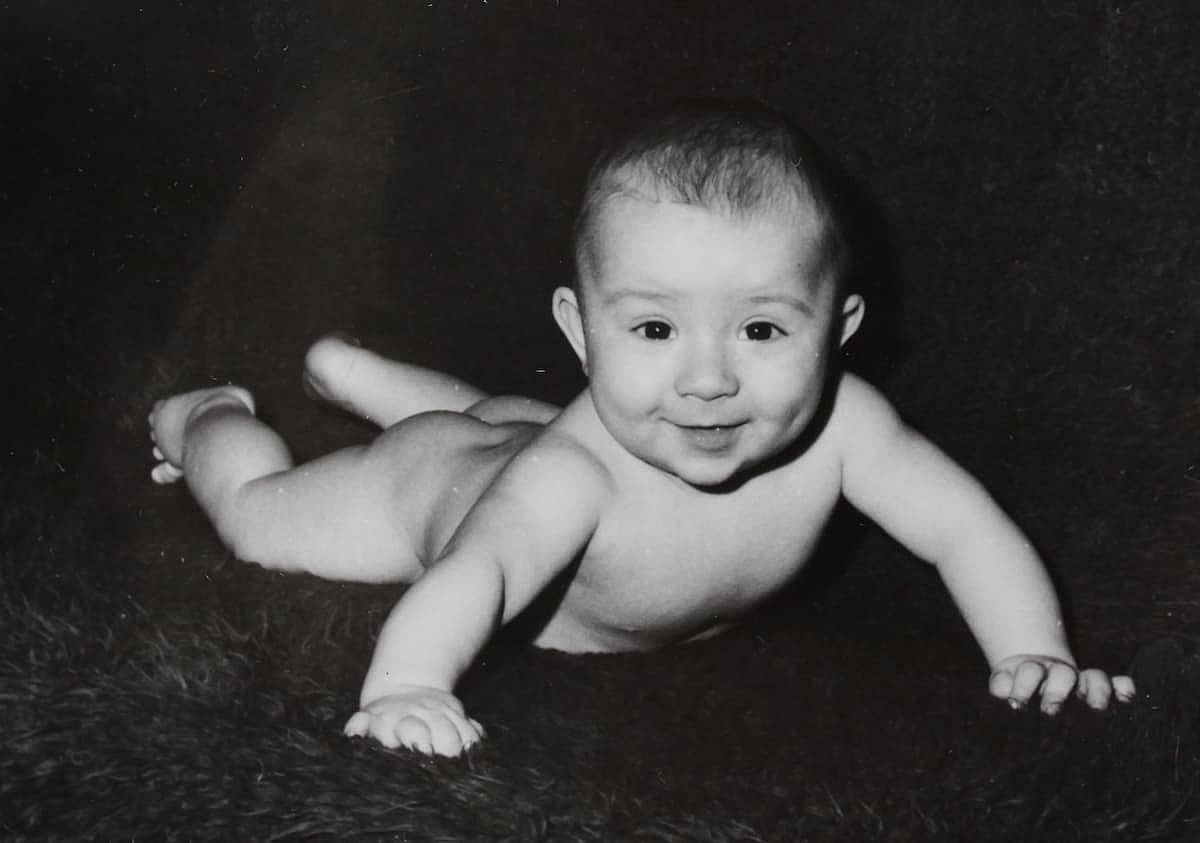Russia, September 7,1960, small child vintage photo.