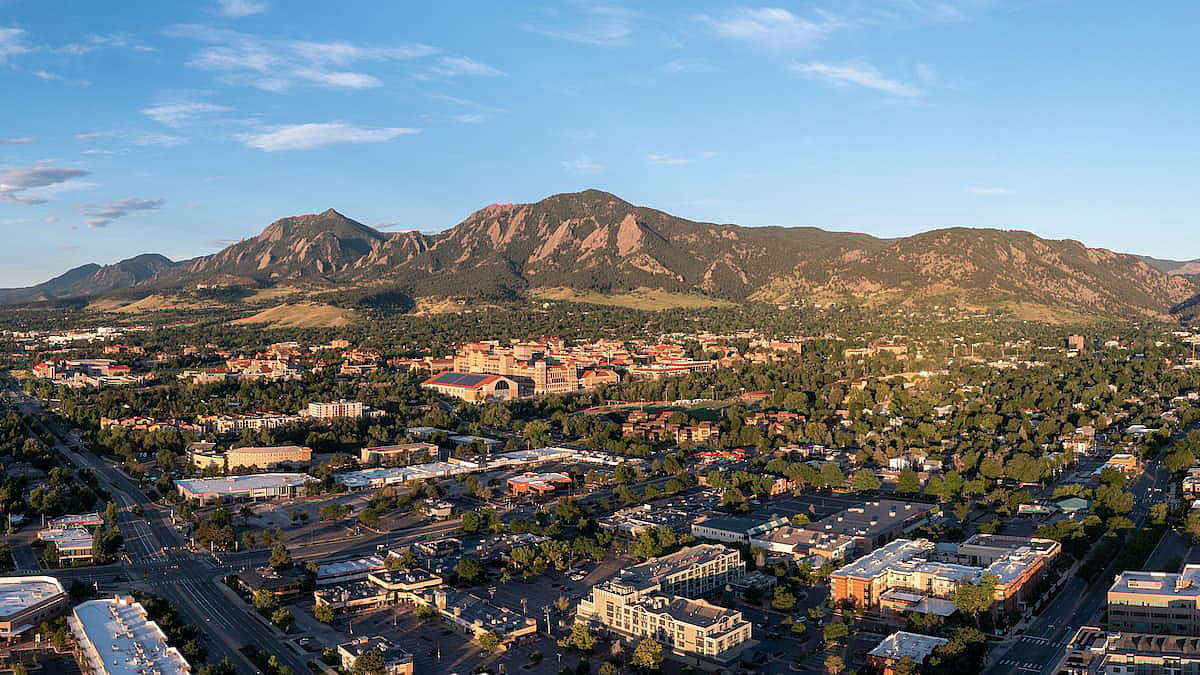 Morning sunrise photo of Boulder, Colorado.