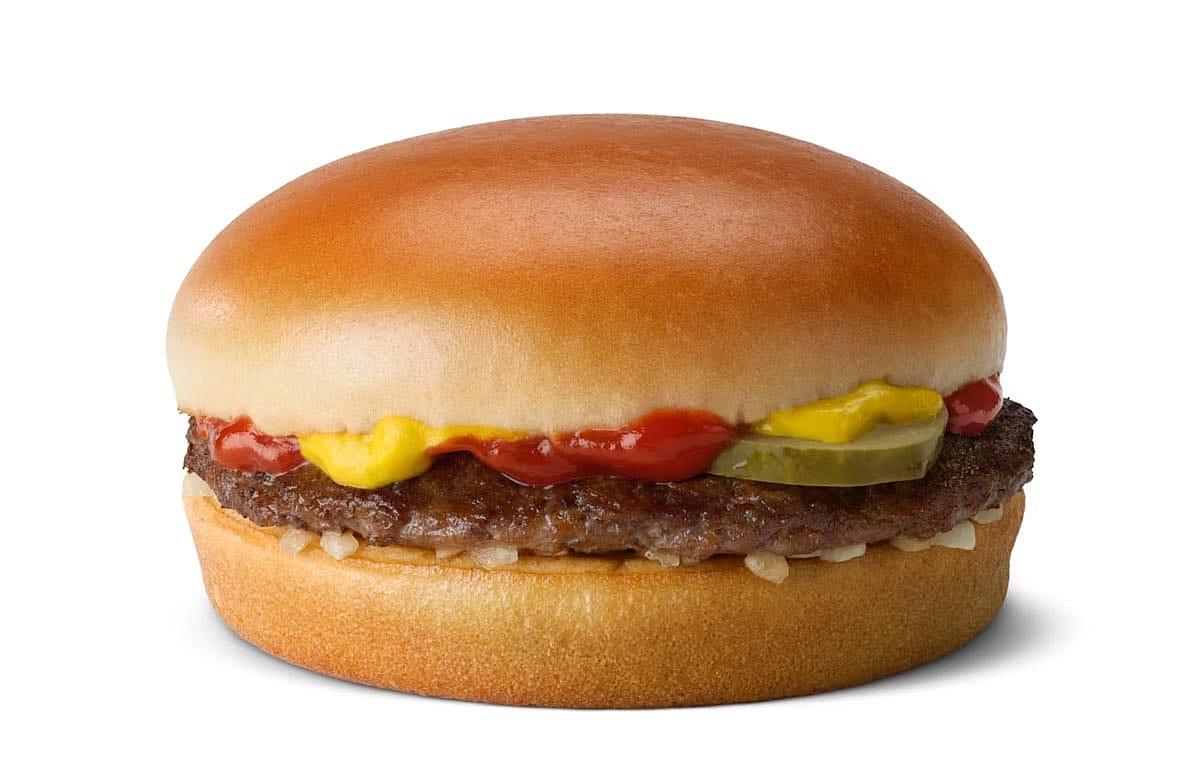 A photo of the classic hamburger from McDonald's.