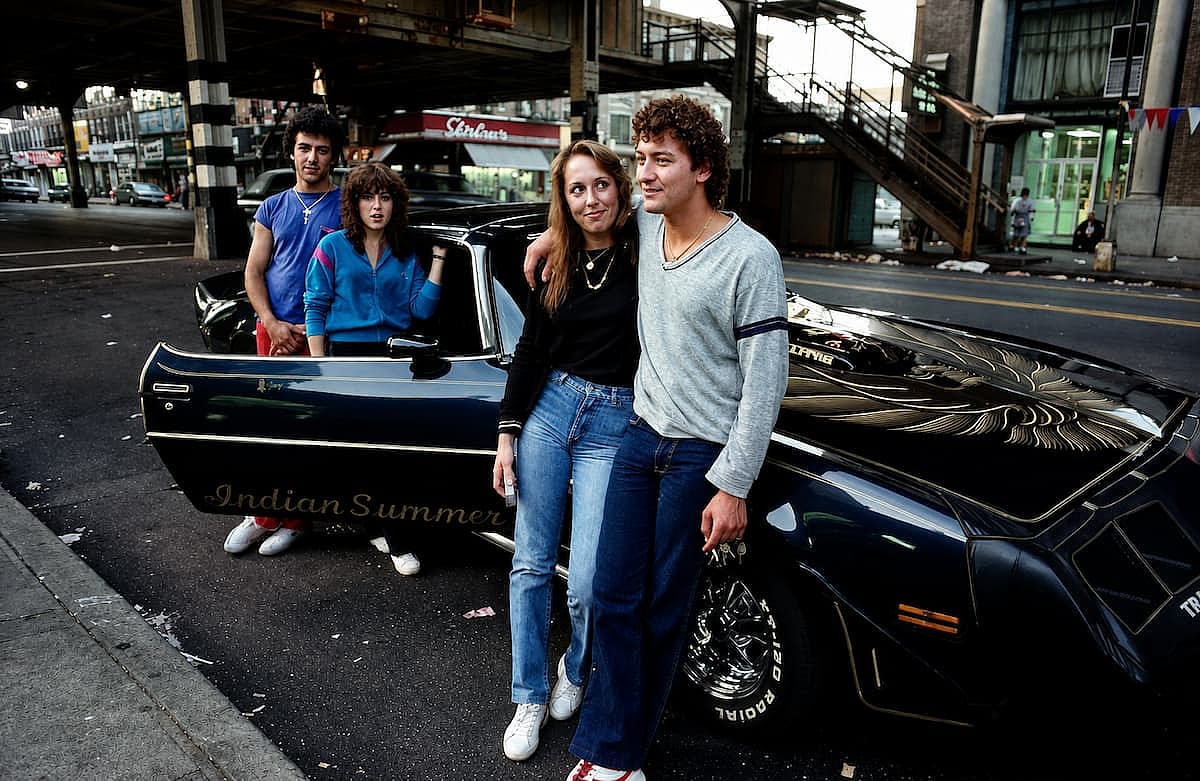 Two young couples enjoying a day in their Trans Am, in 1982.