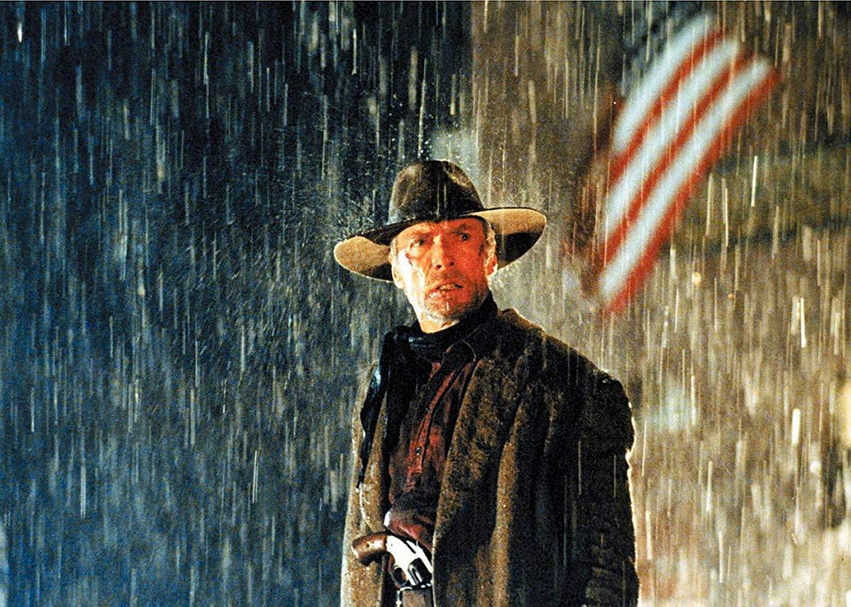 Clint Eastwood in the rain.