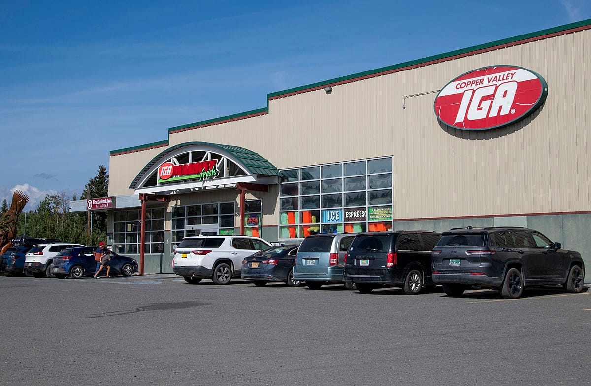 Outside of an IGA grocery store in Glennallen, Alaska.