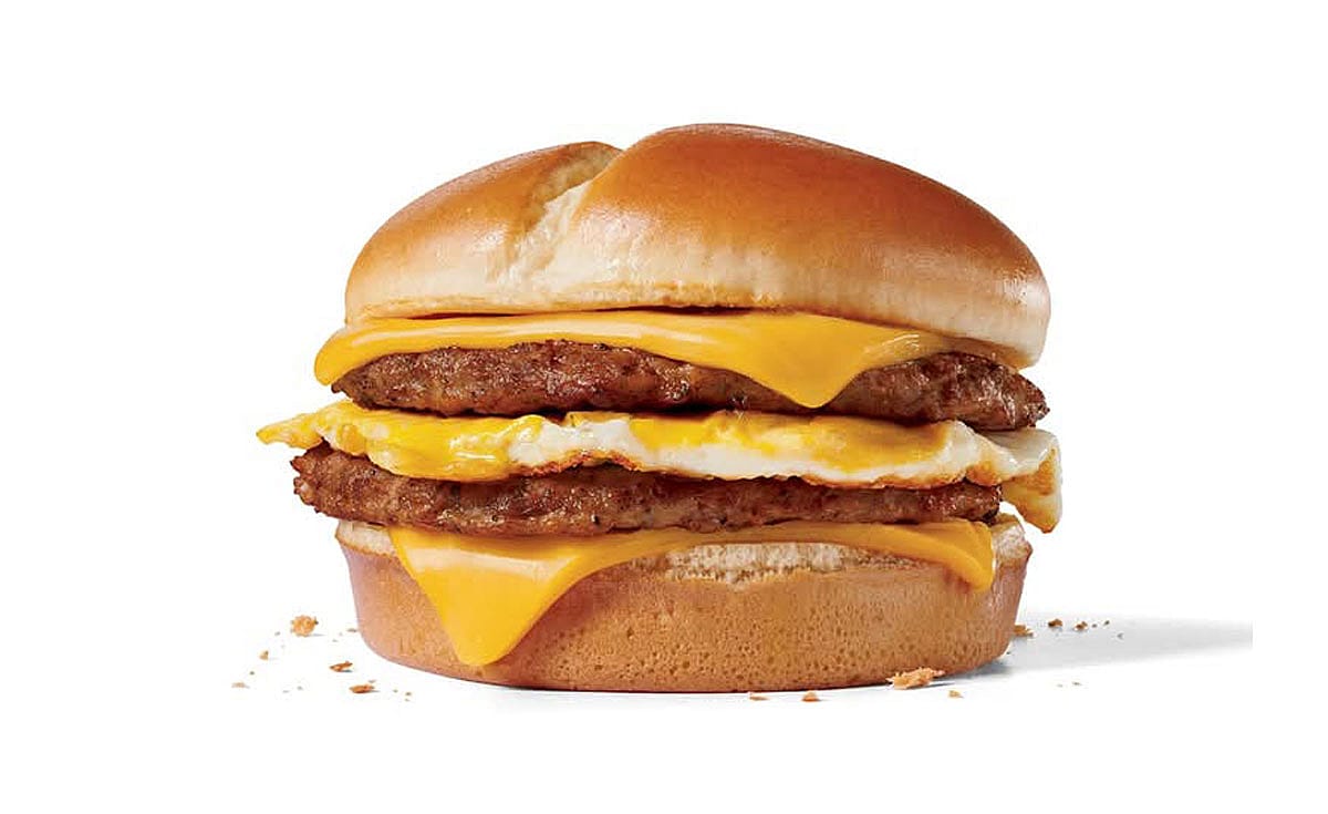 Close promo shot of the extreme sausage sandwich from Jack in the Box