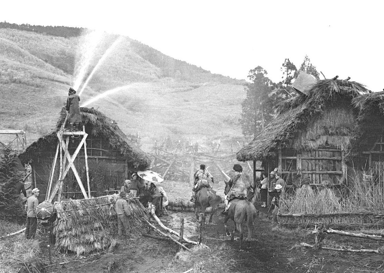 A wide shot scene from "Seven Samurai"