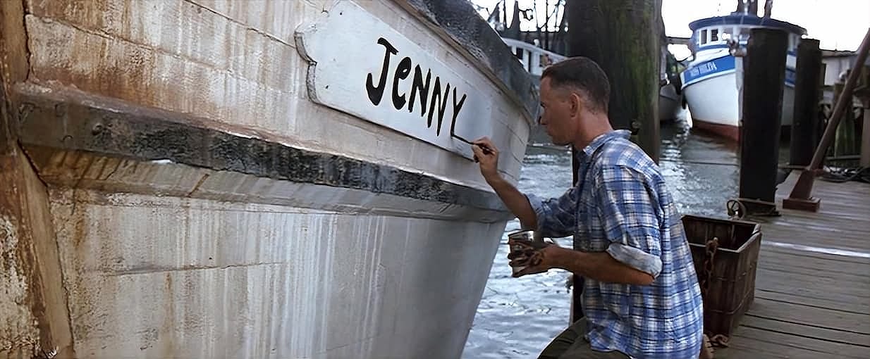 Tom Hanks painting a ship in Forrest Gump.