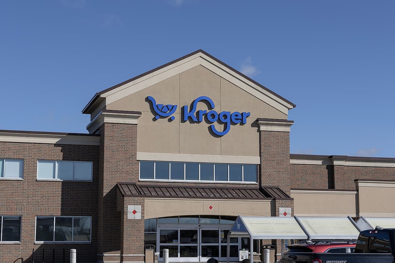 The facade of a Kroger Supermarket.