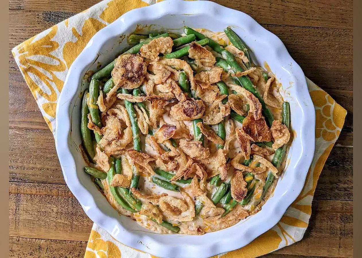 Green bean casserole with frozen green beans