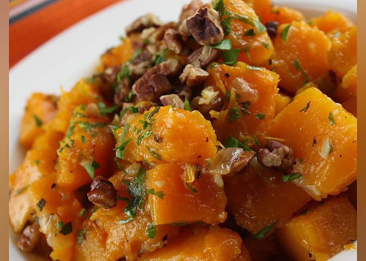 Butternut Squash with Onions and Pecans