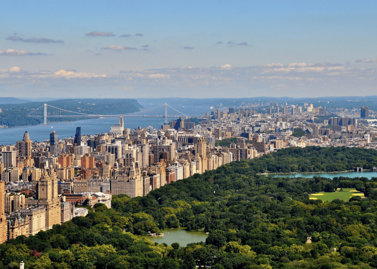 Aerial view of Central Park and New York City