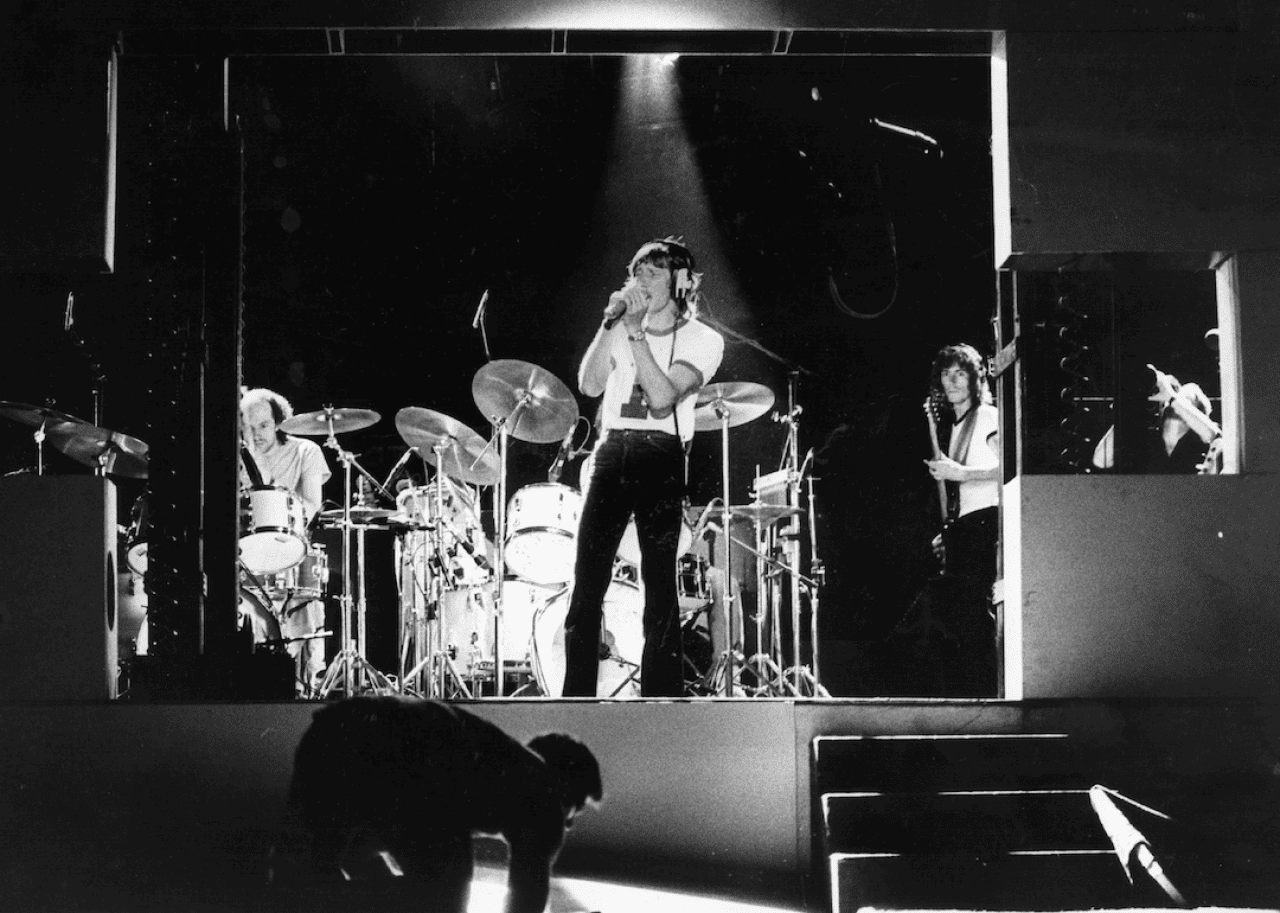 Pink Floyd recording in studio.