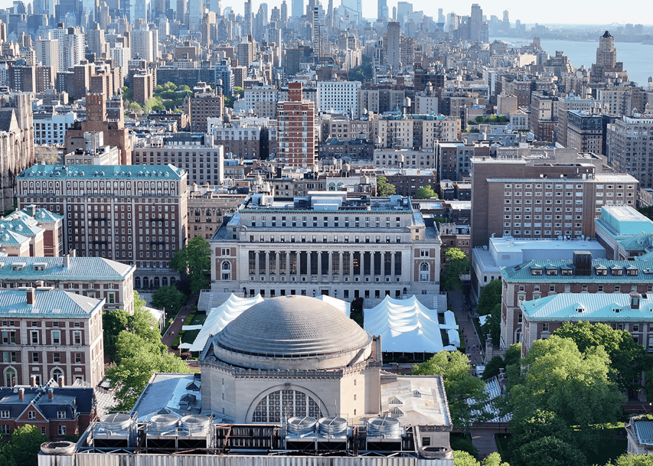 Best colleges in big cities Columbia university campus aerial view.