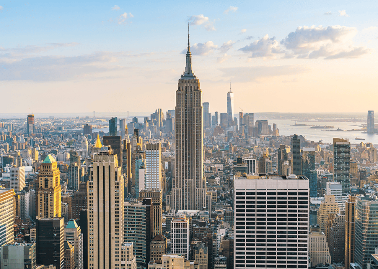 New York City skyline with Empire State Building.