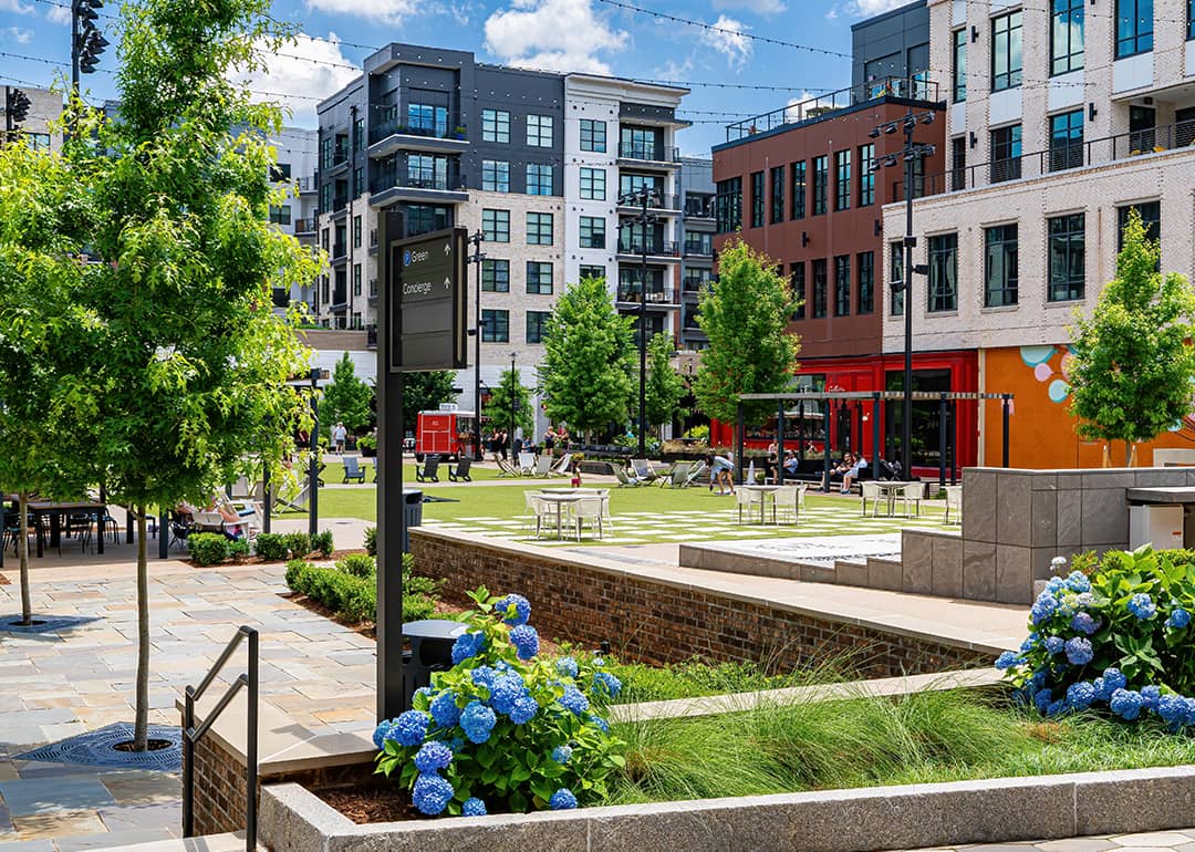 Open Spaces and Apartment Complexes in the New Fenton High End Mixed Use Development.