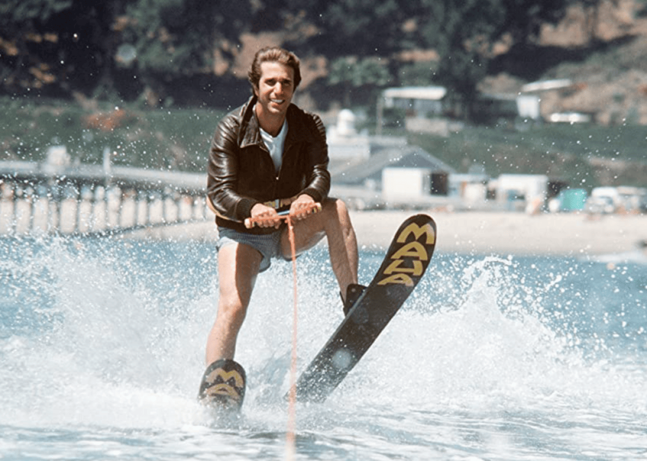 Fonzie, played by Henry Winkler, waterskiing 