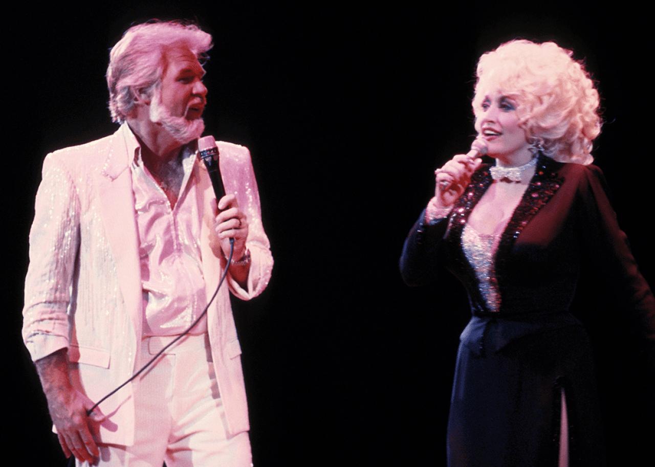 Kenny Rogers and Dolly Parton performing in New York City.