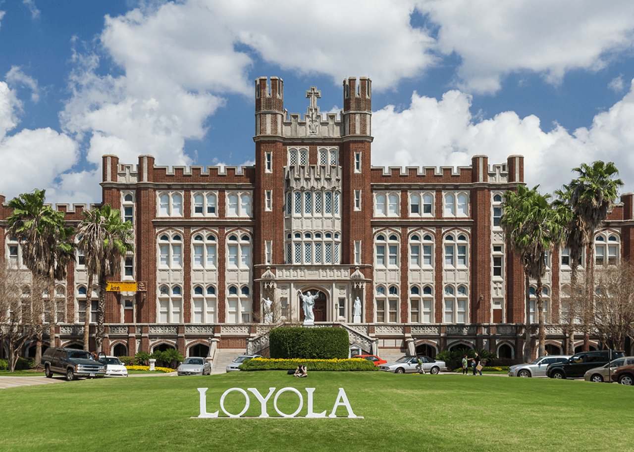 Main building and entrance to Loyola University.