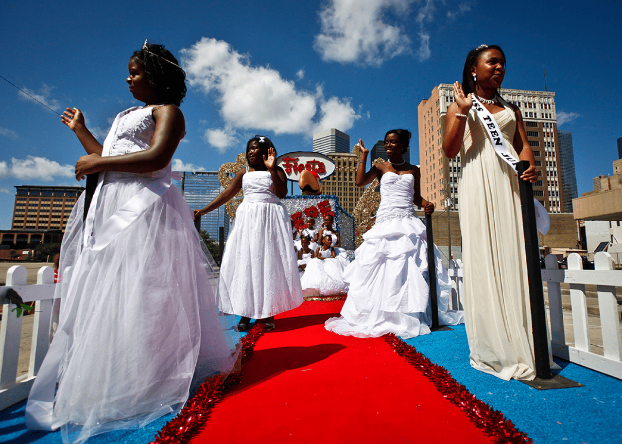 Miss Juneteenth Pageant Winners wave to the crowd in Houston.