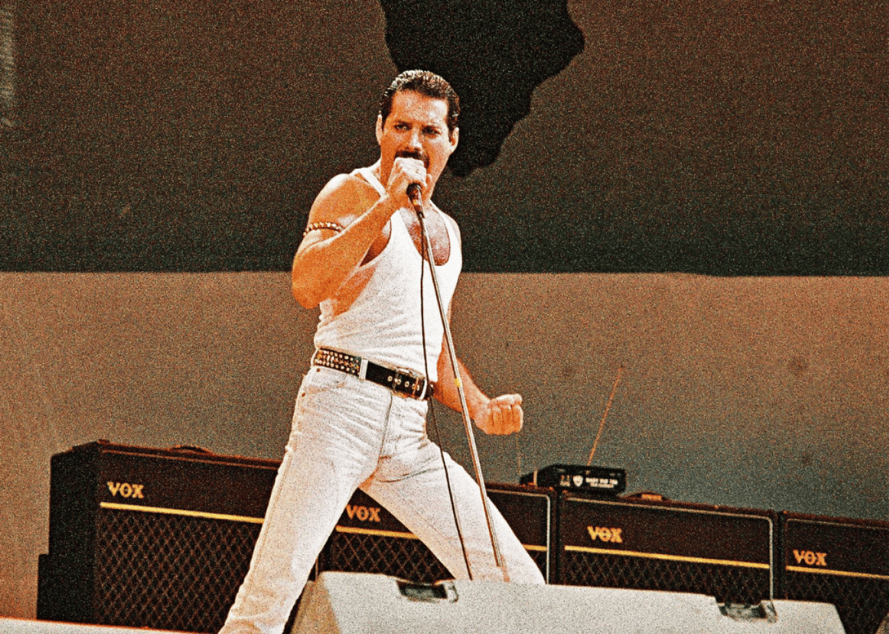 Freddie Mercury: 'The note heard around the world' Freddie Mercury performs onstage at Live Aid.