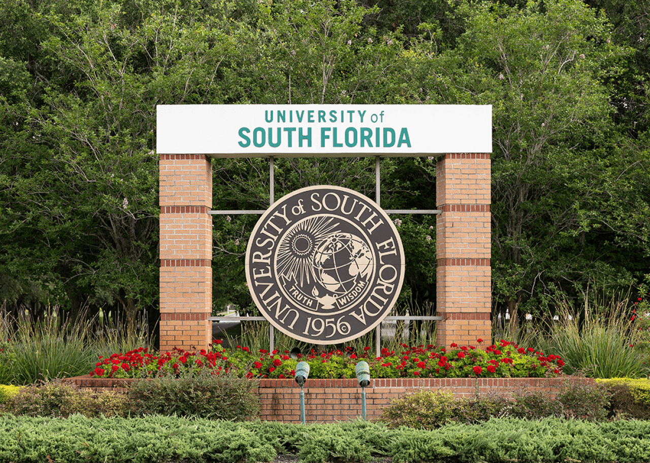 #24. University of South Florida Entrance sign to the University of South Florida.