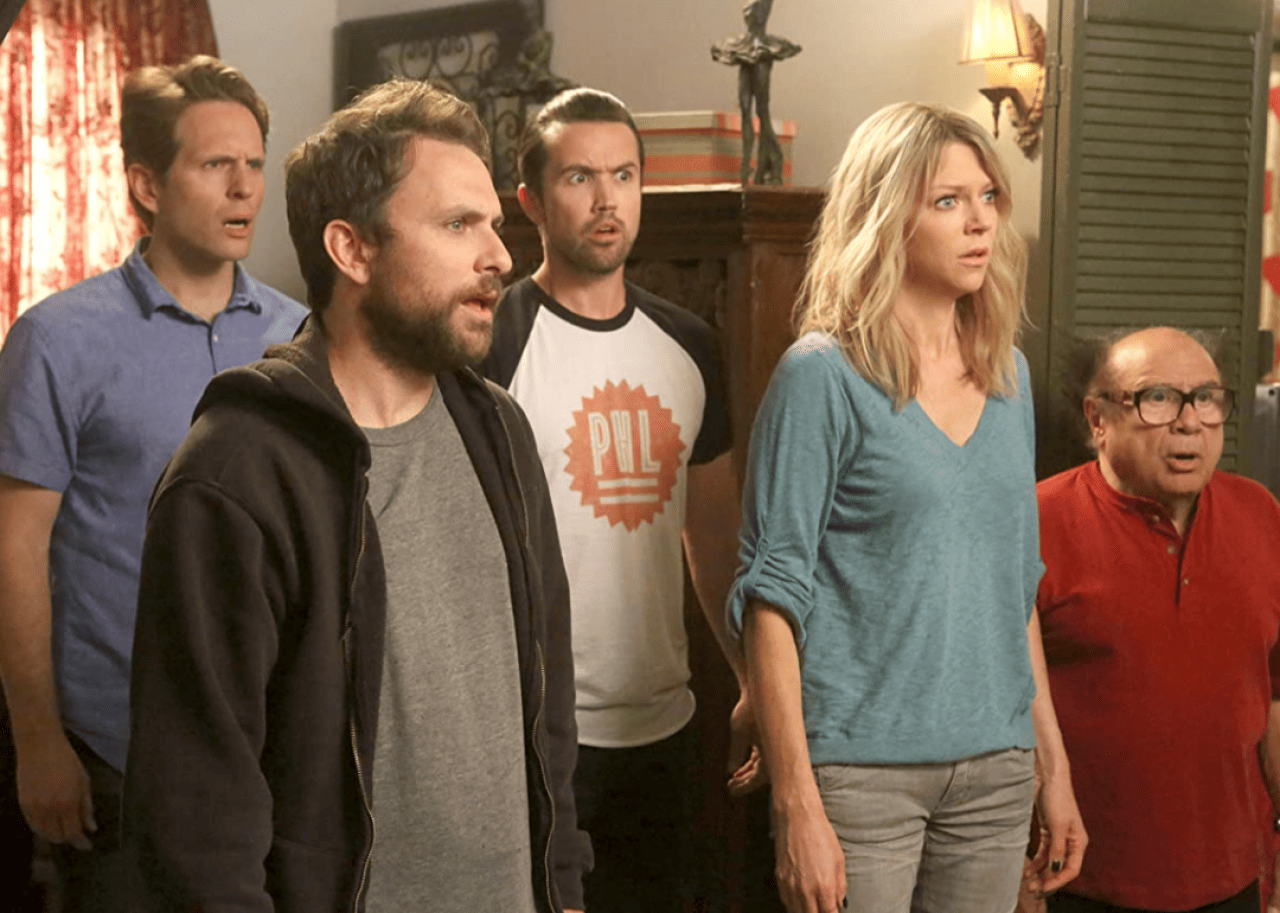 Danny DeVito, Charlie Day, Rob McElhenney, Kaitlin Olson, and Glenn Howerton in ‘It's Always Sunny in Philadelphia’.
