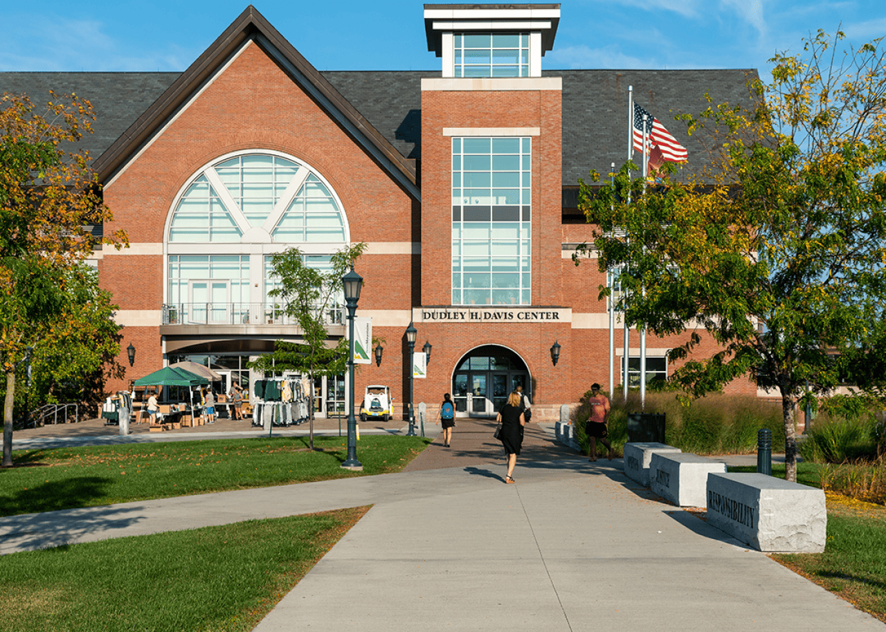 Students walking on University of Vermont’s campus.