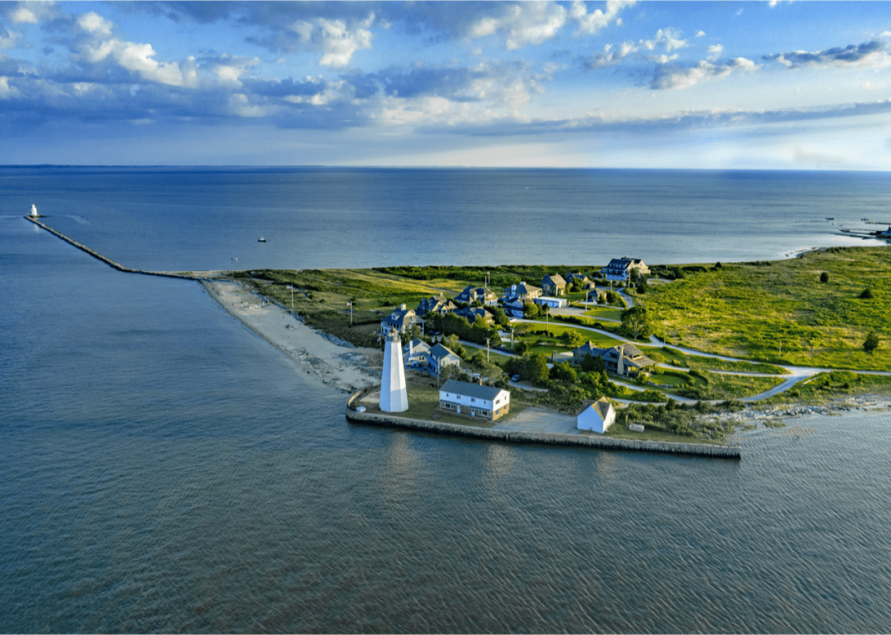 A lighthouse on a coastline