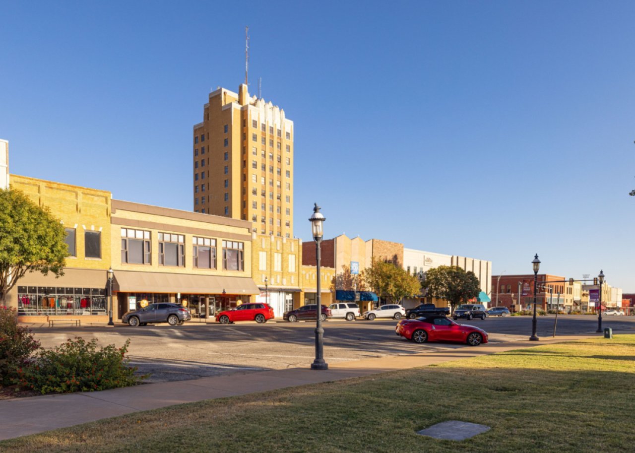 A downtown street.