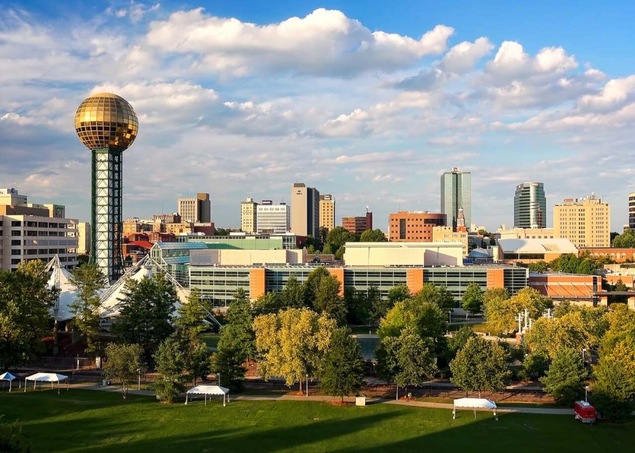 Knoxville skyline with World's Fair Park.