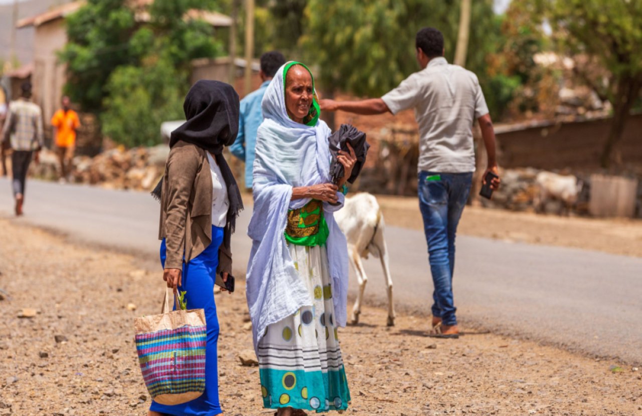 People walking on the street in Aksum