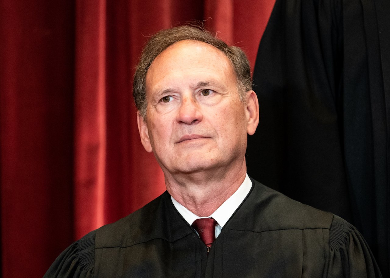 Associate Justice Samuel Alito sits during a group photo of the Justices at the Supreme Court in Washington, DC on April 23, 2021.