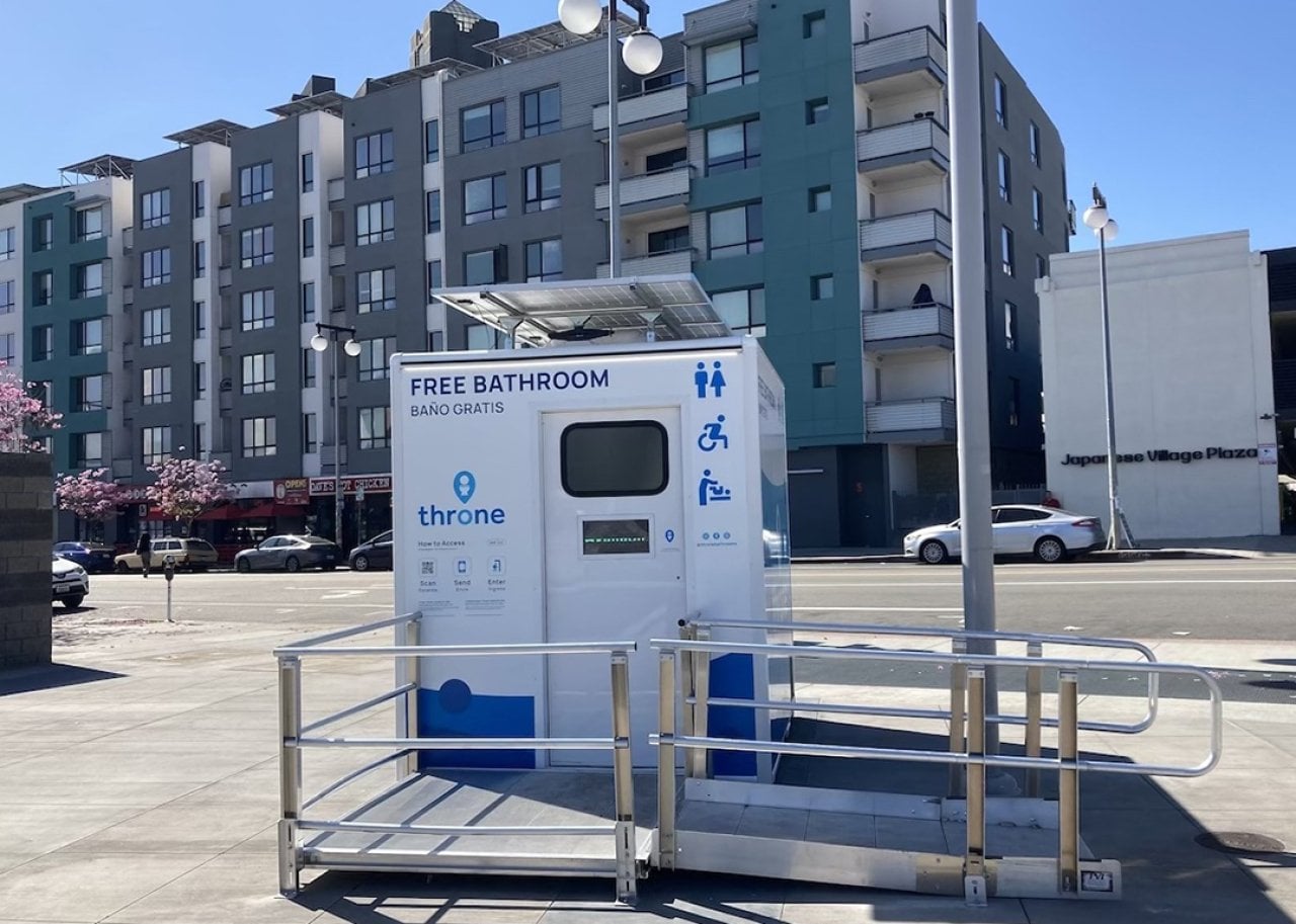 A free public bathroom installed by startup Throne.