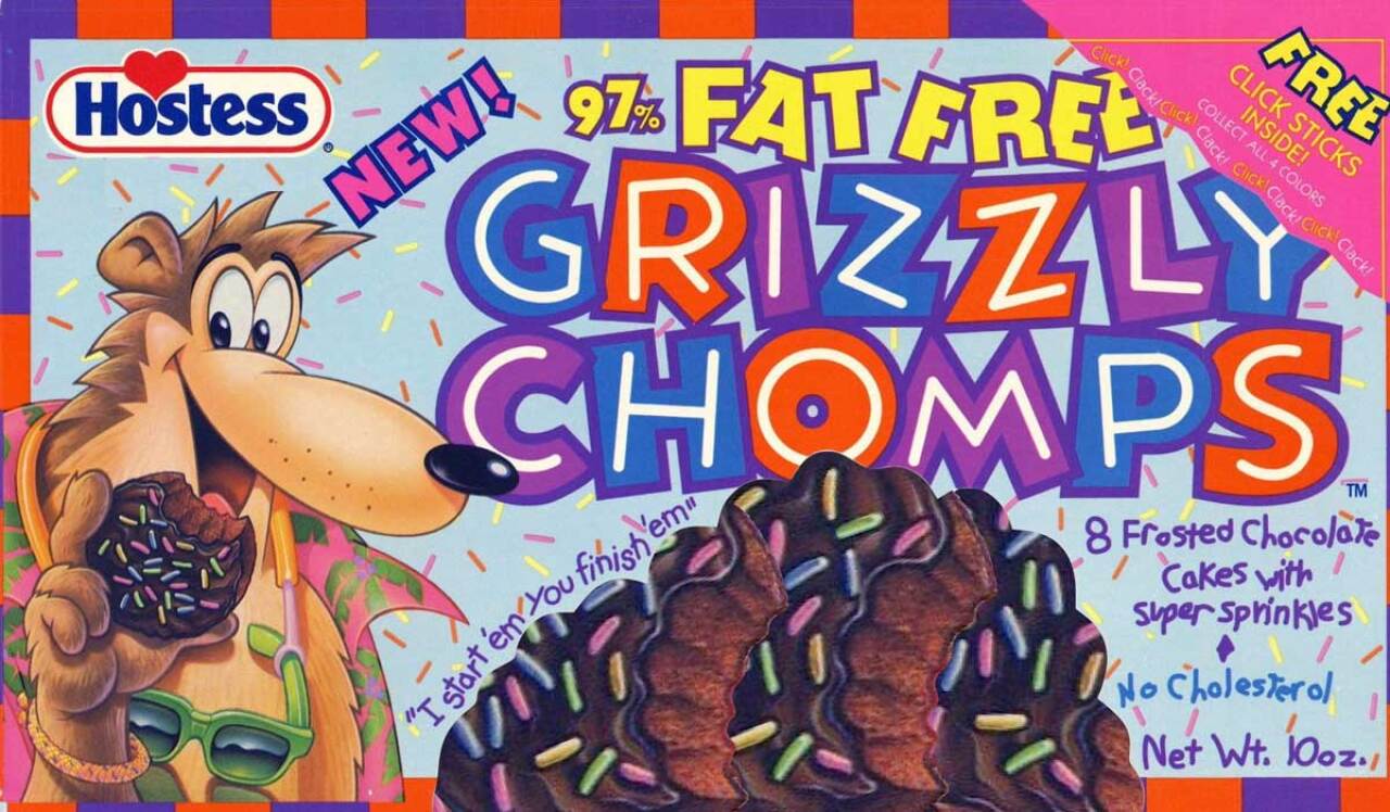 Original packaging for the Hostess Grizzly Chomps
