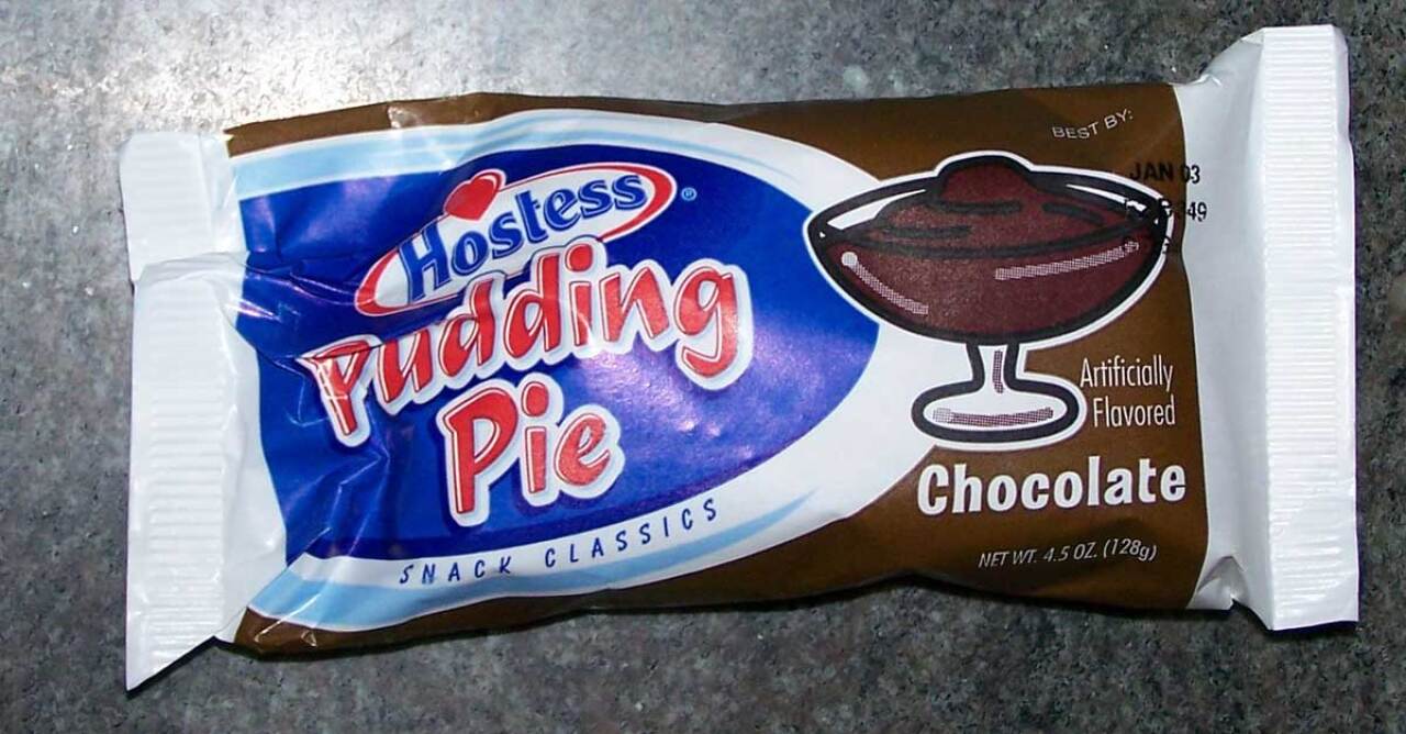A chocolate Pudding Pie still in the wrapper