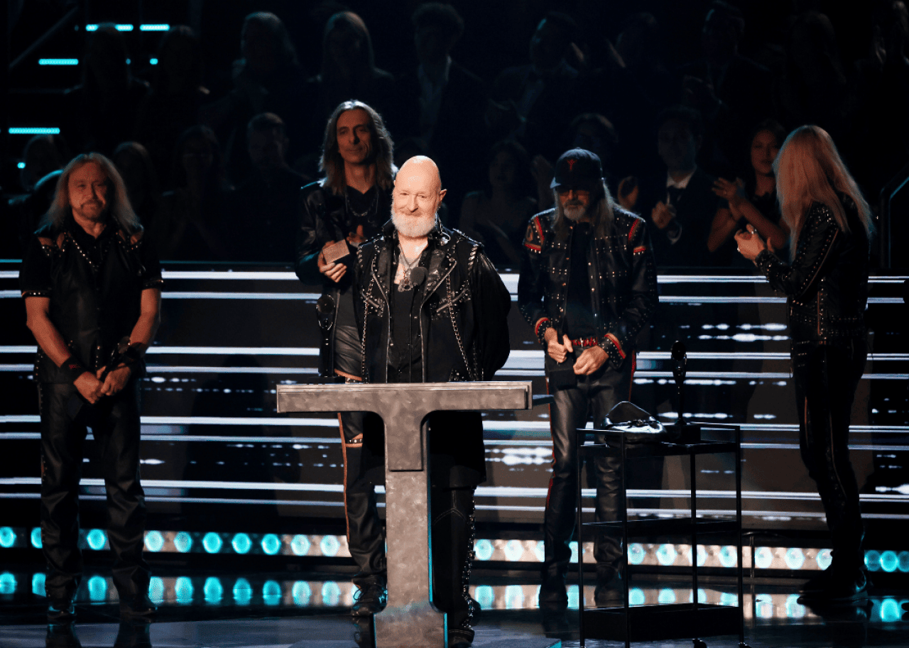 Rob Halford: Rock & Roll Hall of Fame Rob Halford speaks onstage during the Rock & Roll Hall of Fame Induction Ceremony.