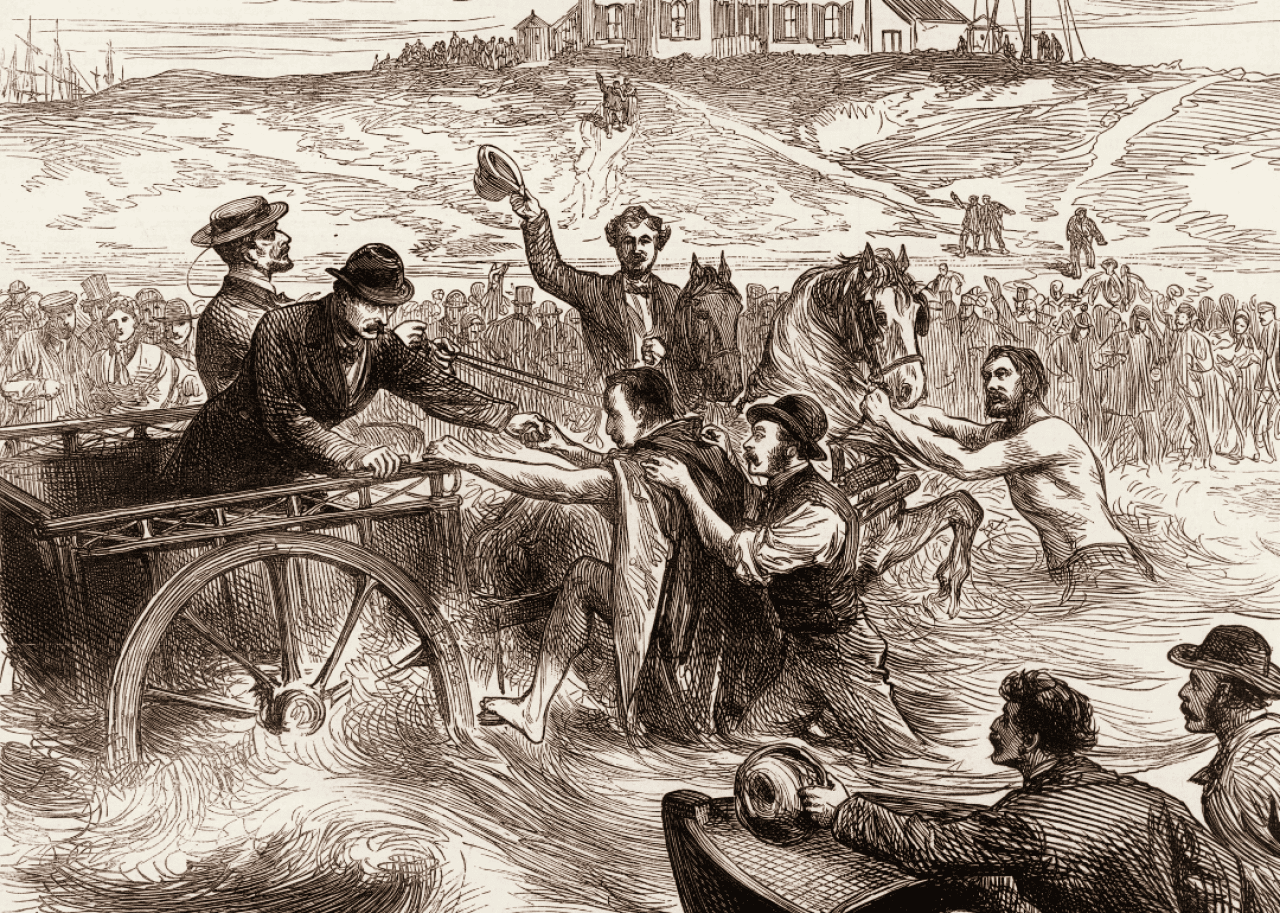 Matthew Webb swims the English Channel