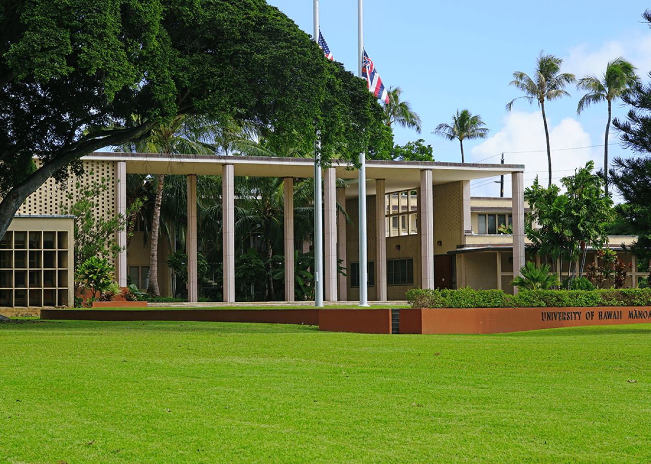 Main building on campus of the University of Hawaii at Manoa.