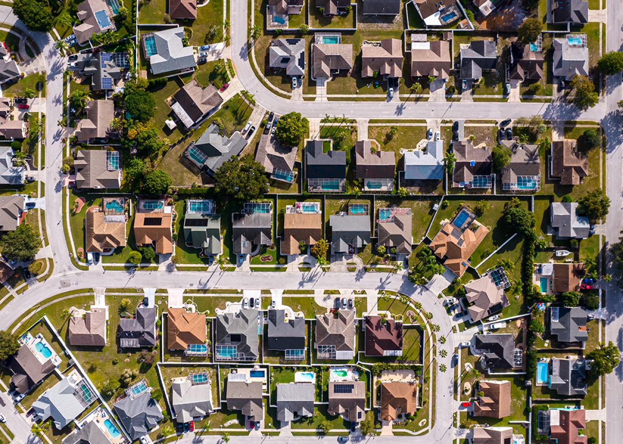 Aerial view of Tampa suburbs.