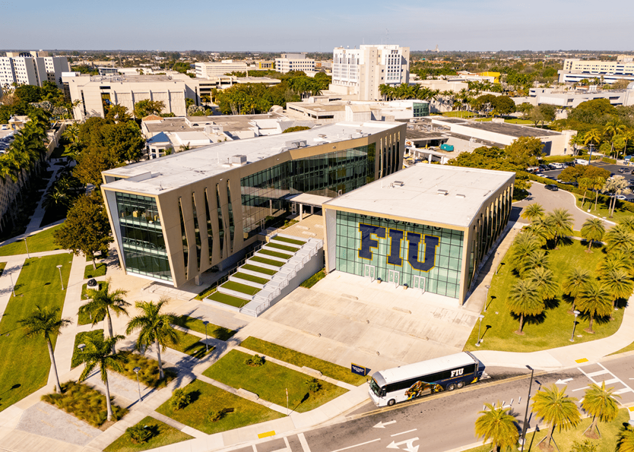 #23. Florida International University Aerial photo of the SASC Building and surrounding campus.