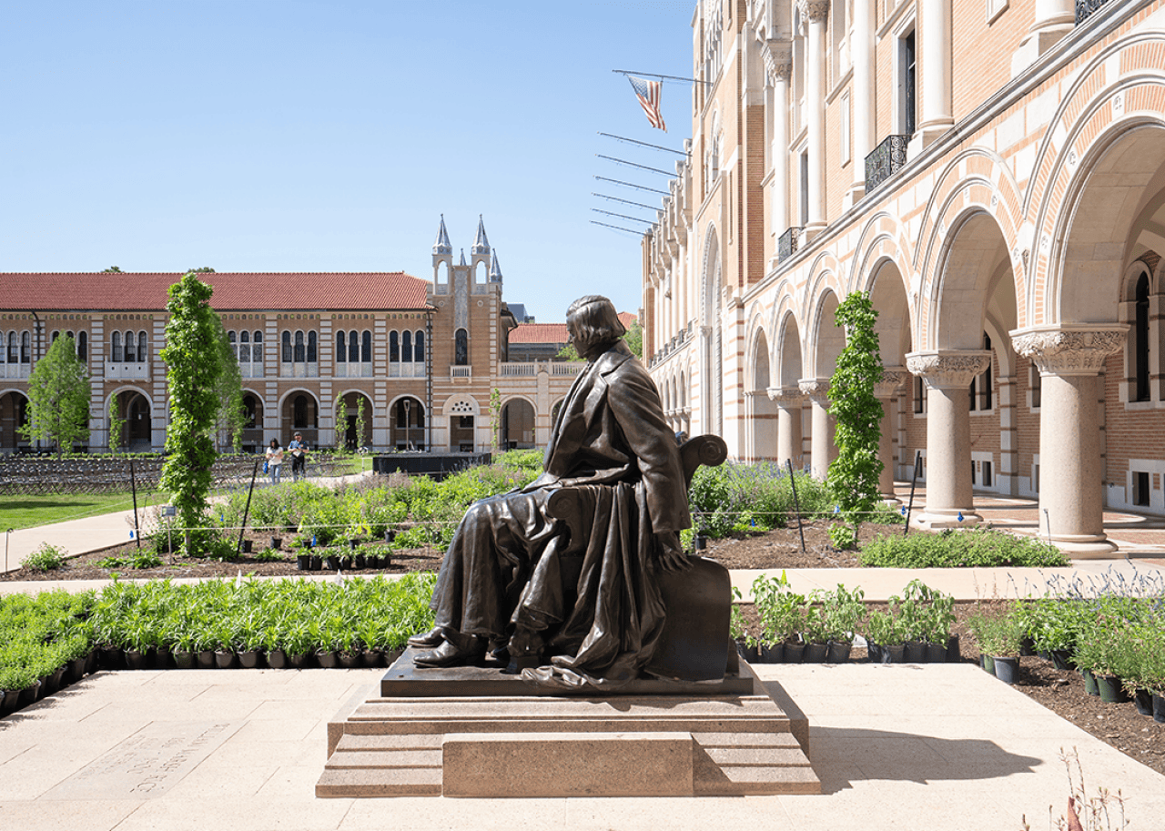 #3. Rice University The bronze statue of William Marsh Rice in the quad on Rice University's campus.