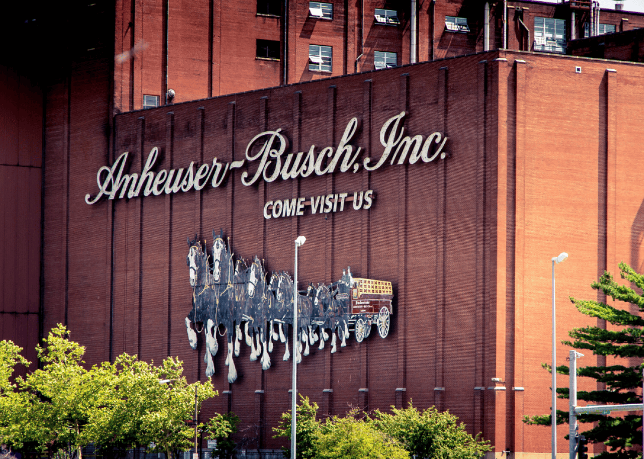 The welcome sign at the Anheuser-Busch Brewery in St. Louis.