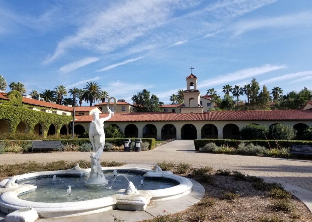 A fountain in front of CBU.