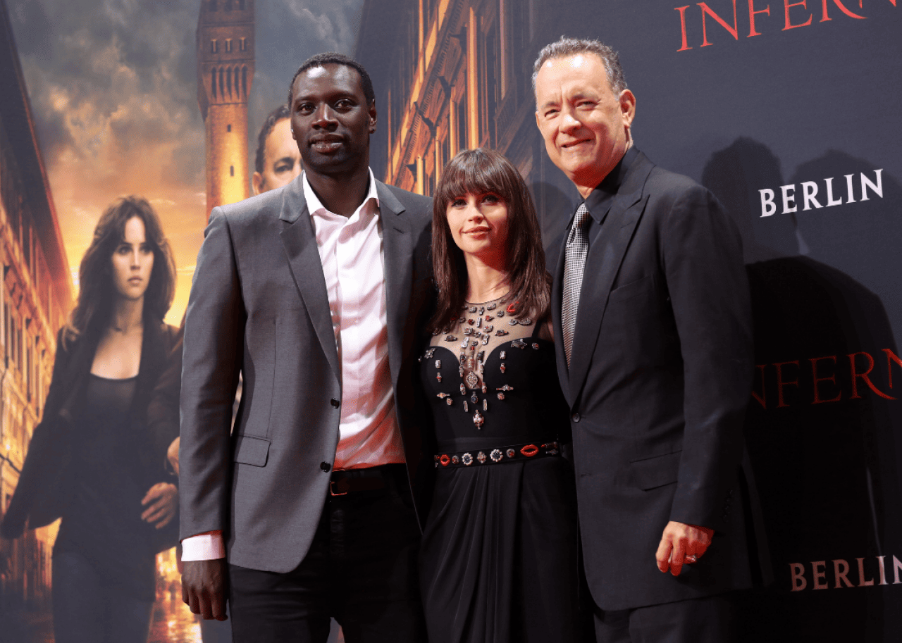 Omar Sy, Felicity Jones and Tom Hanks attend the German premiere of the film 'Inferno.'