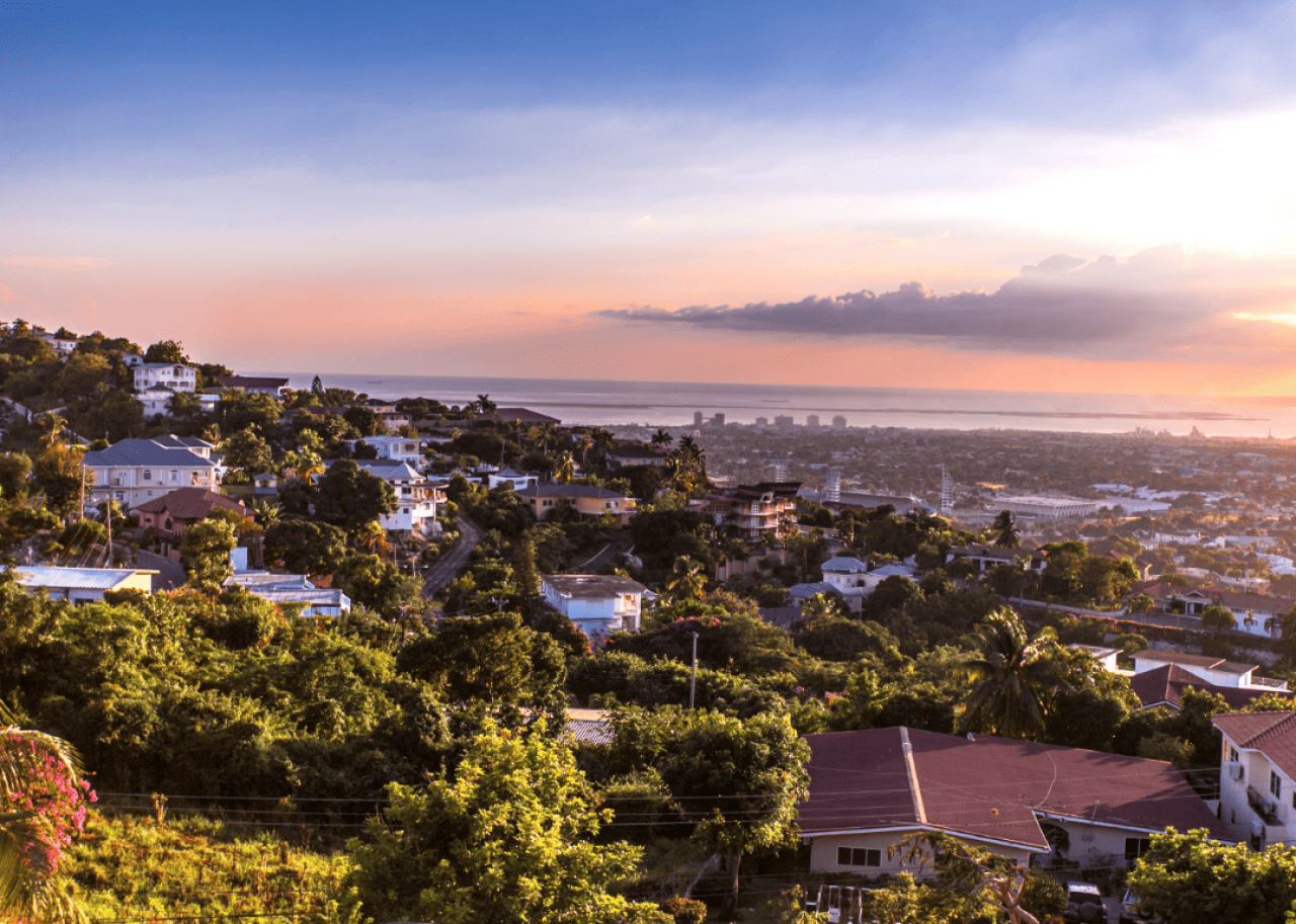 An aerial view of Kingston, Jamaica.