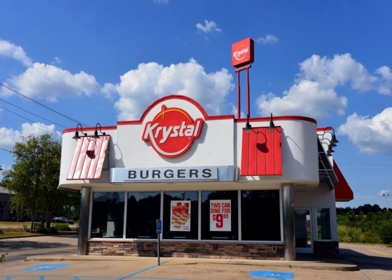 Krystal: Double Krystal with Cheese A Krystal Burger fast food restaurant.