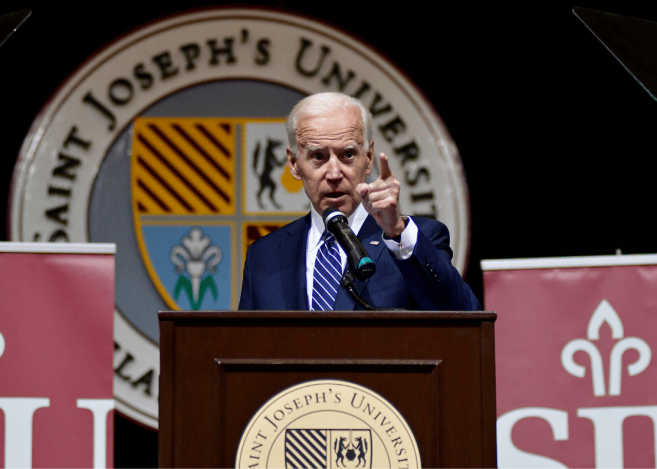 President Biden delivers a speech at SJU.