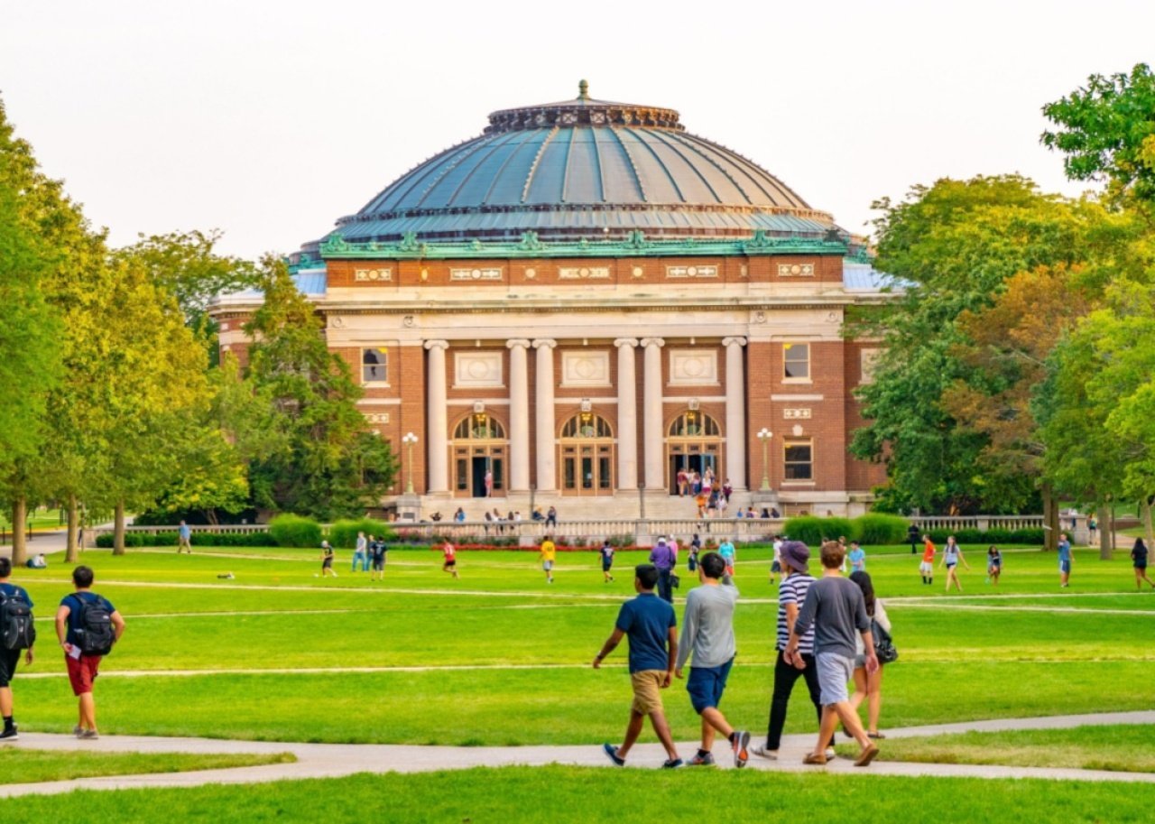 #10. University of Illinois at Urbana-Champaign Students walking on campus at University of Illinois.