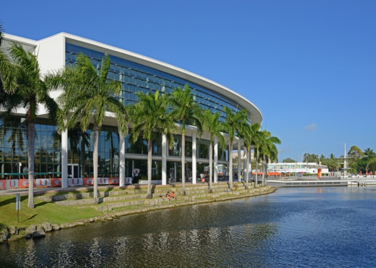#18. University of Miami Shalala Student Center looking over Lake Osceola at University of Miami.