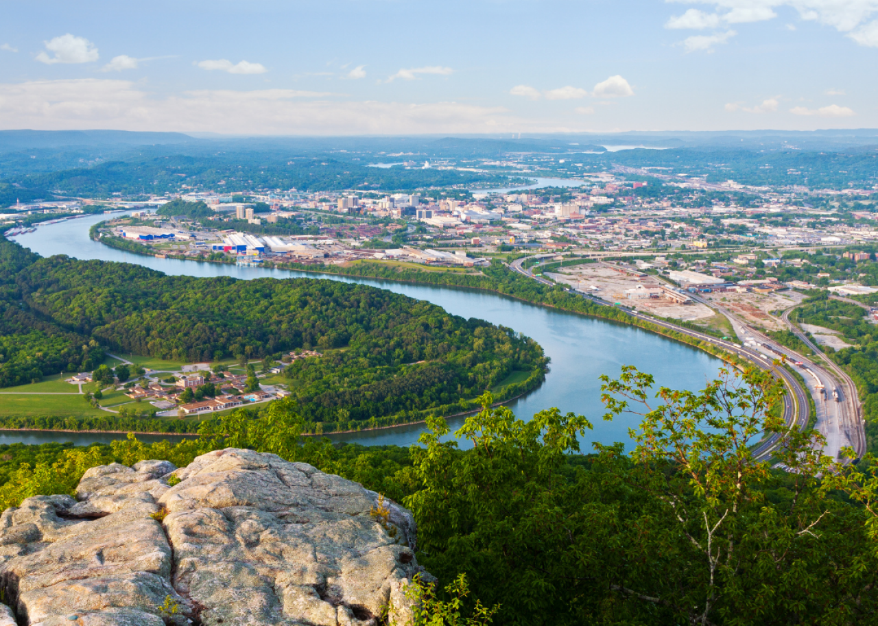 #32. Chattanooga, Tennessee The Tennessee River looping past Chattanooga.