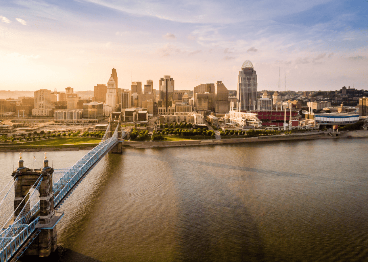 #24. Cincinnati A bridge leading to downtown Cincinnati.