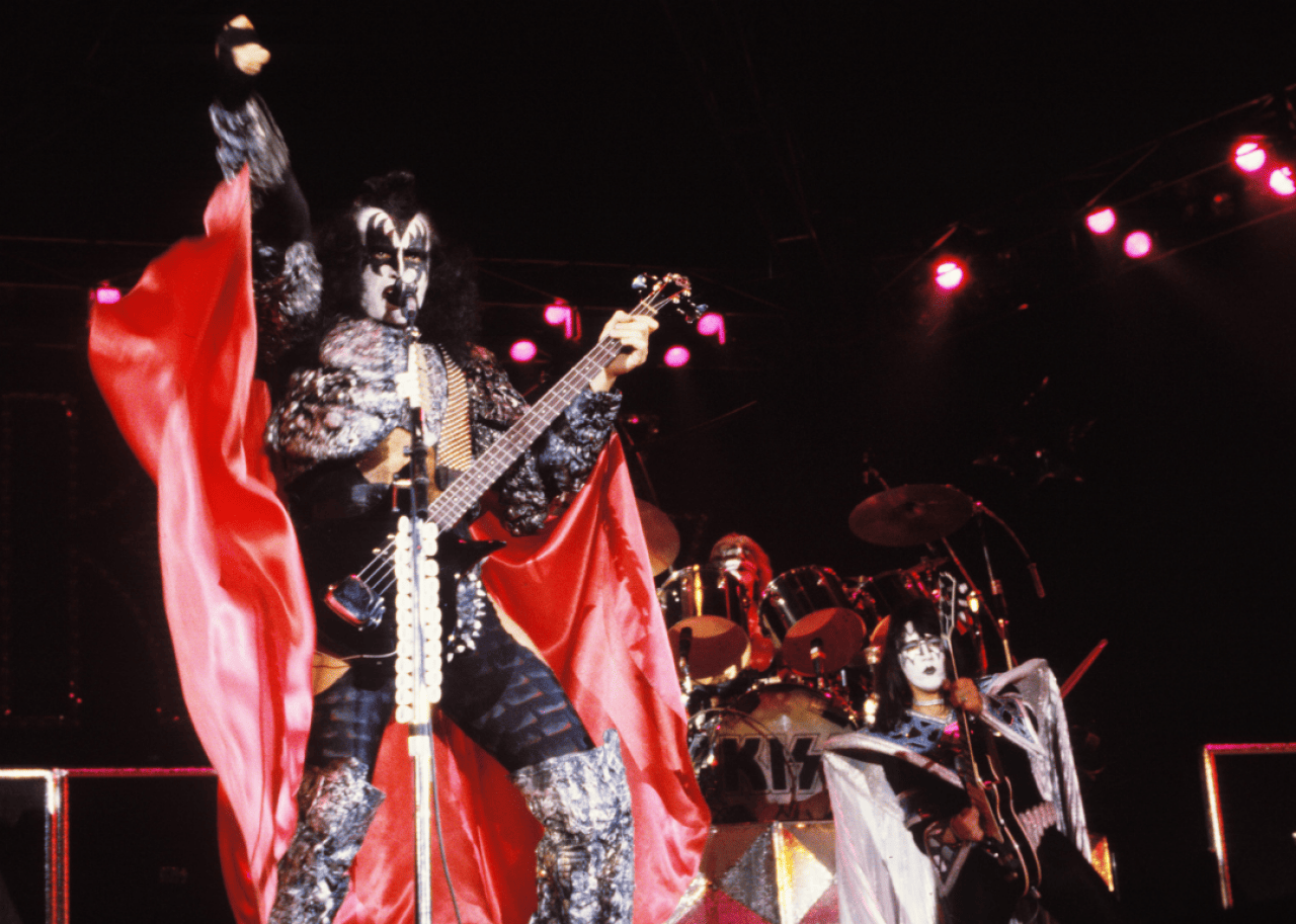 Gene Simmons, Peter Criss and Ace Frehley of Kiss performing in San Francisco.